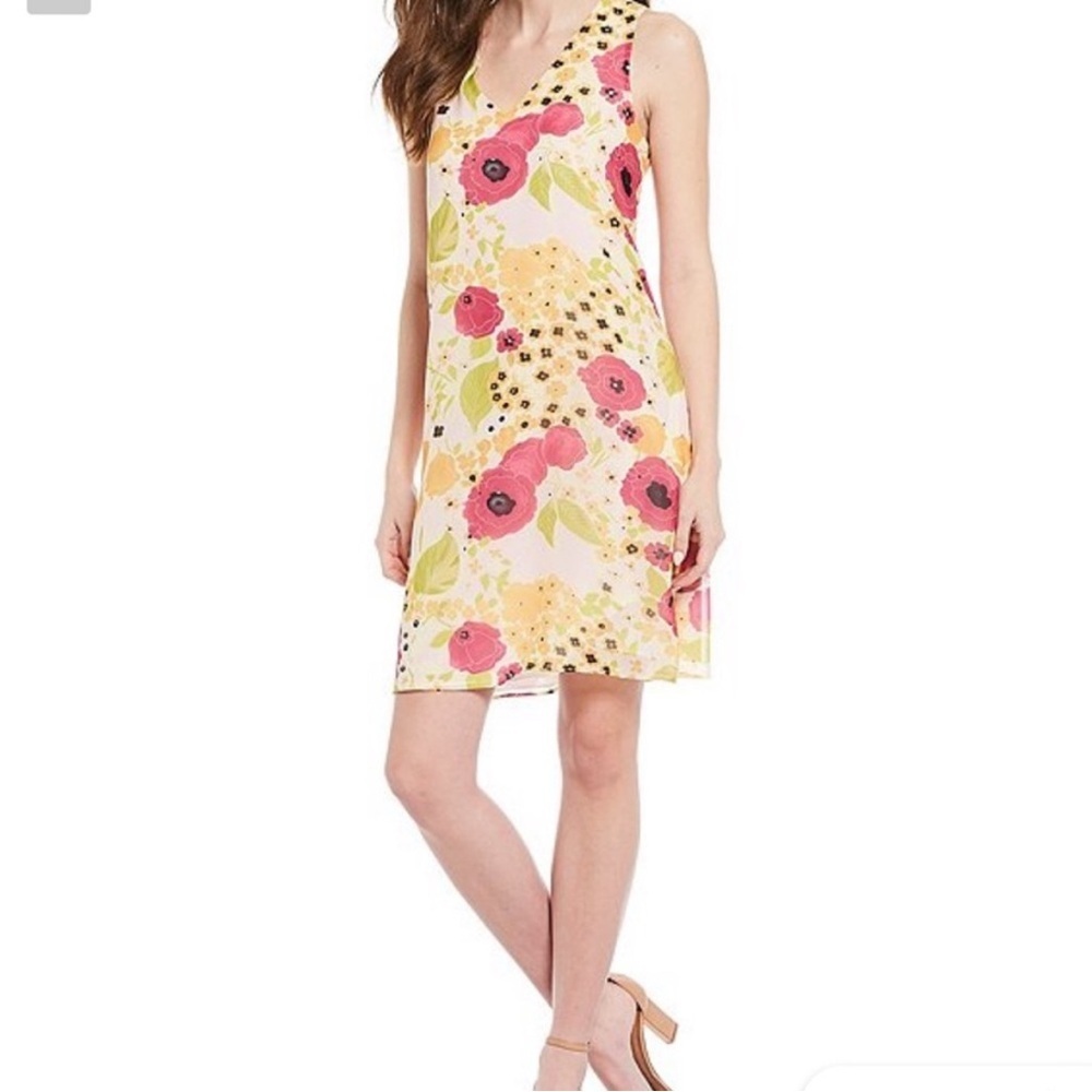 JB by Julie Brown Yellow Cream V-Neck Sundress